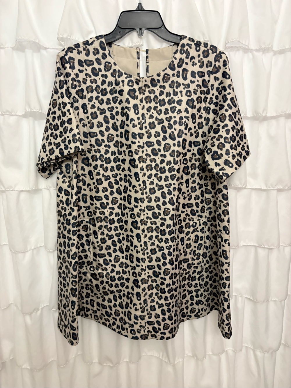 glam Beige and Black Leopard Print Short Sleeve Top